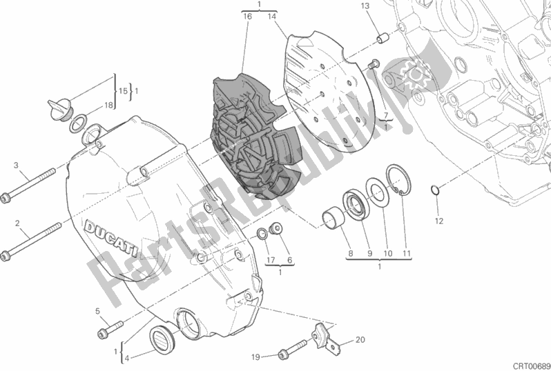 Alle onderdelen voor de Koppelingsdeksel van de Ducati Multistrada 1200 S D-air 2016